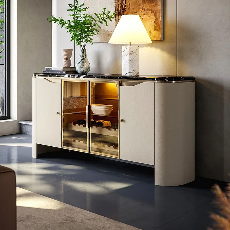 

Dining side cabinet against the wall Storage tea cabinet Living room entrance Modern simple glass wine