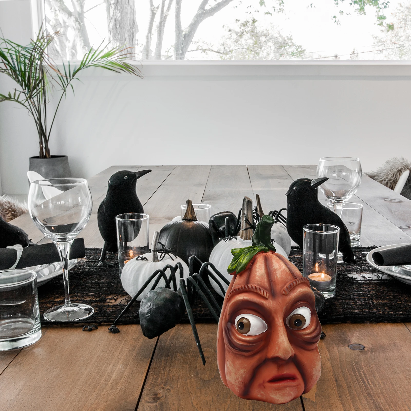 

Newest Home Halloween Atmosphere Fun Pumpkin Outdoor Decoration Ghost Party Pumpkin SixMonsters Resin Crafts Hallowmas Ornaments