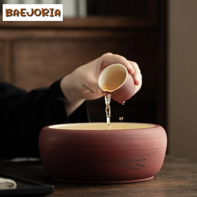BAEJORIA 1100ML Wabi Sabi Style Powder Yin Jianshui Writing-brush Washer Tea Garbage Can Tea Dust Cylinder Barrel Chaxi Teaset