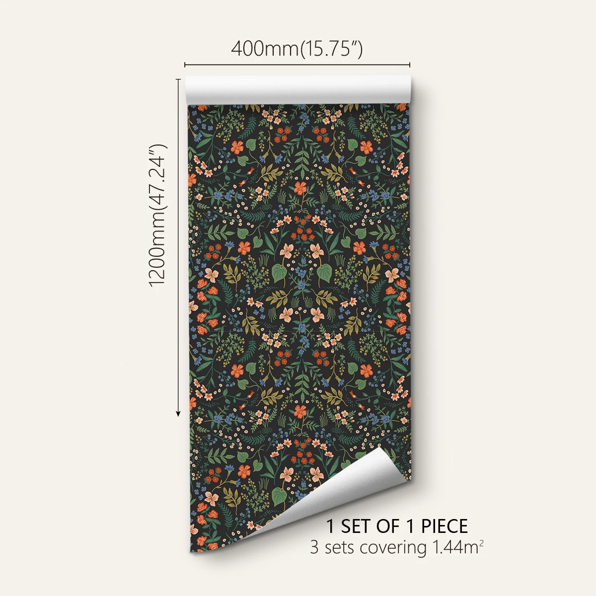 1 roll black background floral pattern thickened moisture-proof wallpaper self-adhesive waterproof home decoration background wa