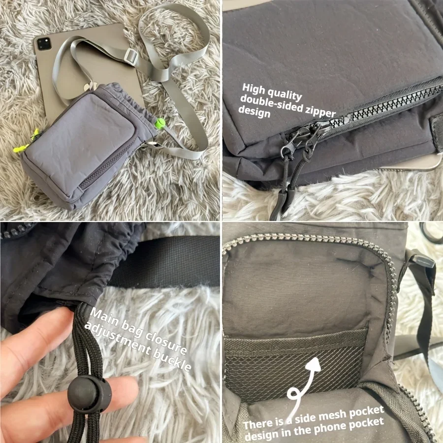 Small Water Bottle Carrier Bag with Adjustable Shoulder Strap Convenient Outdoors Water Bottle Pouch with Phone Pocket