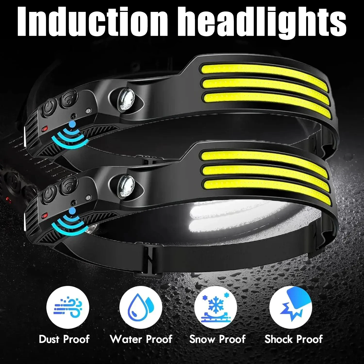 Outdoor Ultra Bright Multifunctional Headlight with Human Body Sensing Rechargeable Waterproof Headlight Camping Emergency Light