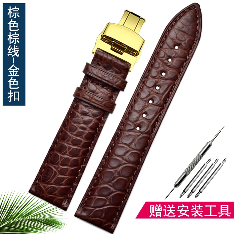 Krokodillederarmband für Longines Omega Rossini Citizen Tissot Möwenarmband Herren Damen Schmetterlingsklasse Uhrenkette 16/18/20 mm