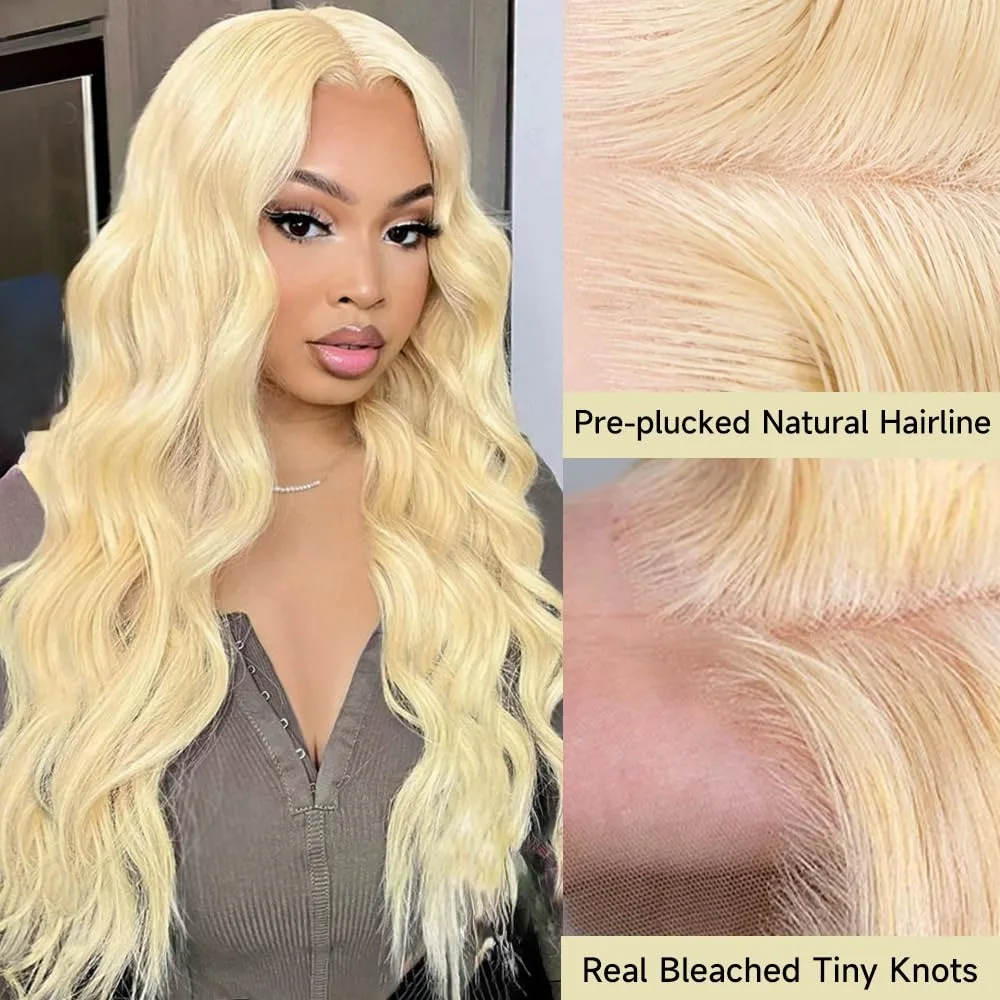 Peluca Frontal de encaje 613 HD, pelucas frontales de encaje Rubio ondulado de 200% de densidad 13x4, pelucas sin pegamento prearrancadas de cabello humano para mujeres
