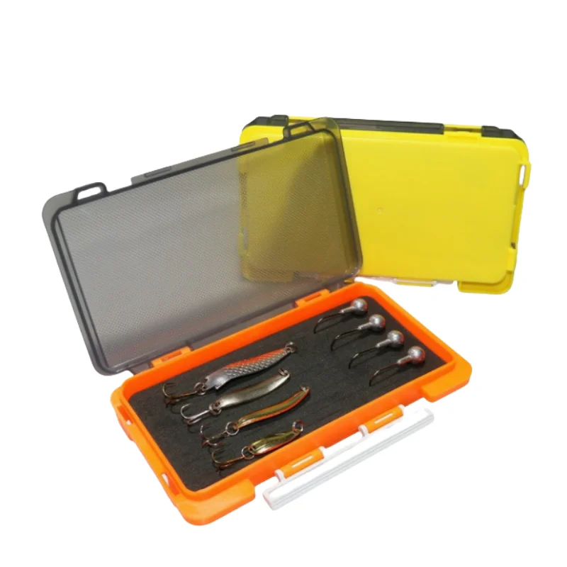 Neue Kunststoff Angeln Box Tragbare Schwamm Pad Fliegen Lockt Boxen Jig Kopf Haken Lagerung Organizer Spinner Löffel Köder Karpfen Werkzeug Fall