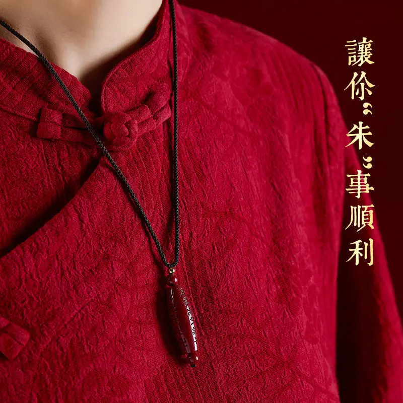 Natural Six Words Mantra Pendant Men's High Content Purple Gold Sand Birth Year Lanyard Necklace Lucky Beads Accessorie