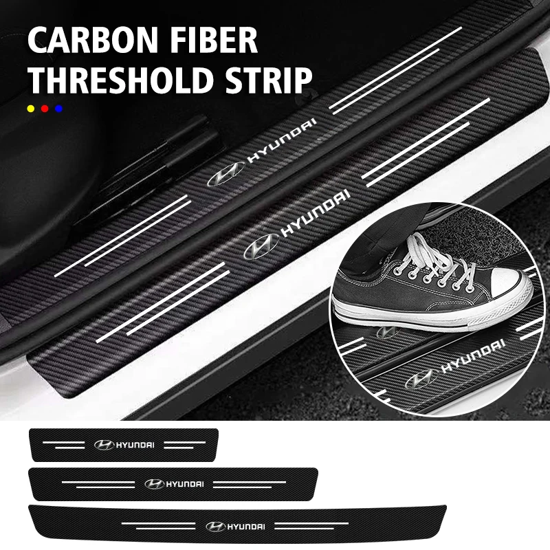 Car Door Sill Scuff Plate Anti-scratch Sticker Protector Strip For Hyundai Sonata Azera Coupe SantaFe Genesis Accent Creta