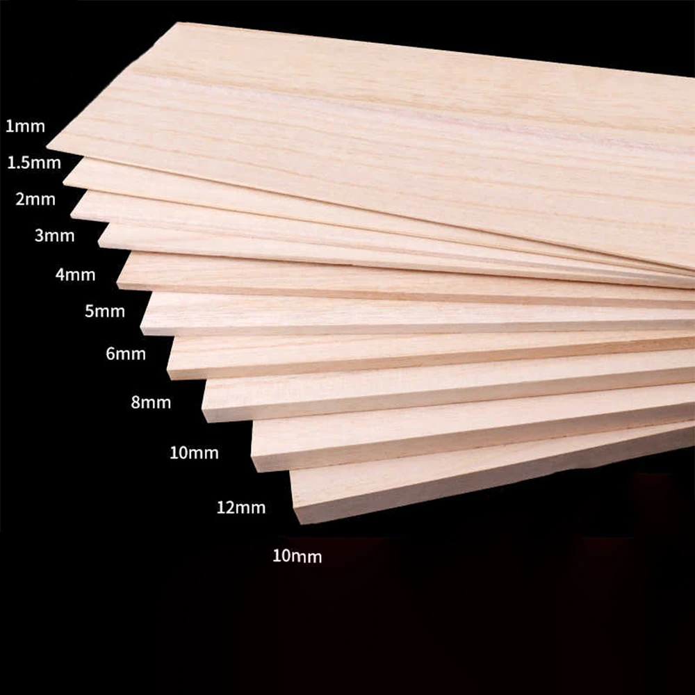 Tablero de Madera de Paulownia Natural de 500x100 mm, 2/5 Piezas, Grosor de 1/1.5/2/3/4/5/6/8/10/12 mm, Material Ligero para Modelismo, Lámina de Madera Delgada