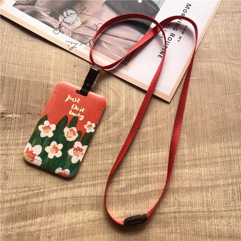 Credential Holder Painting Card Holder With Lanyard Hanging ID Card Holder Pendant for Cards Transportation Nursing Things