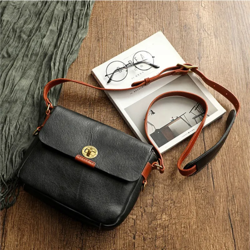 Johnature High Quality Genuine Leather Messenger Bag 2025 New Vintage Natural Real Cowhide Solid Color Women Shoulder Bags