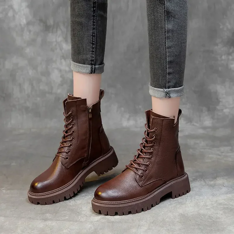 

2022 Boots Women Shoes for Winter Boots Fashion Shoes Woman Casual Autumn Leather Botas Mujer Female Ankle Boots Women
