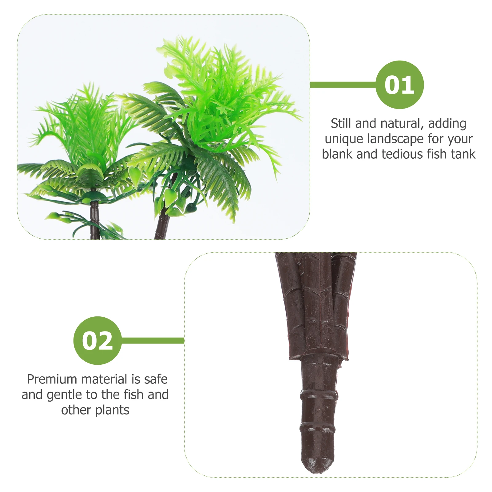 

5pcs Artificial Coconut Tree Decorations Fish Tank Aquarium Plastic Craft Supplies Lightweight Safe Mini PlantsCoconut for Pet