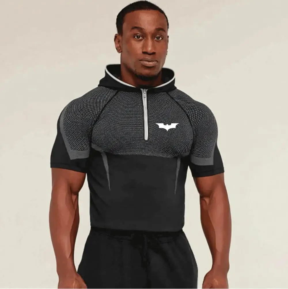 Men Tight Fitting Short Sleeved Shirt Quick Drying Running and Fitness Clothing Gym Training Sports Jogging Top