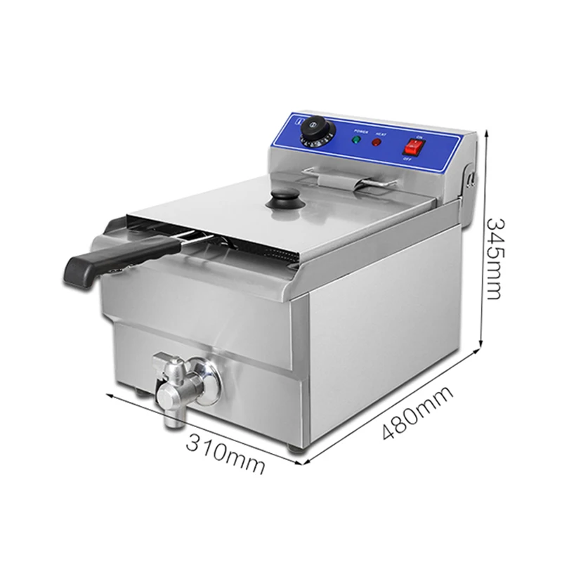 Freidora eléctrica comercial de acero inoxidable de 13L, máquina para patatas fritas, freidora eléctrica de escritorio, patas de pollo frito