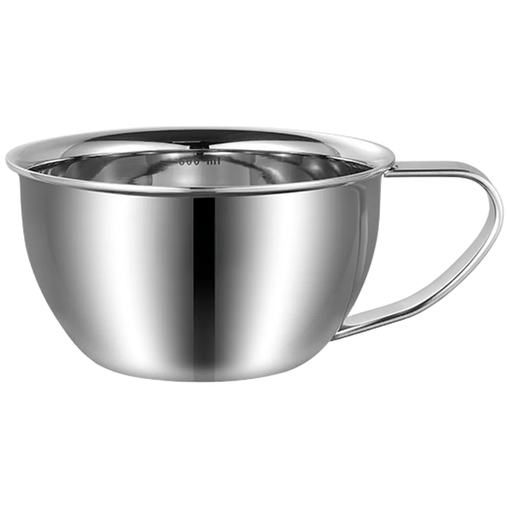 316L Stainless Steel 600ml Breakfast Cup with Lid and Scale for Measuring and Serving Cereal Milk and Beverages