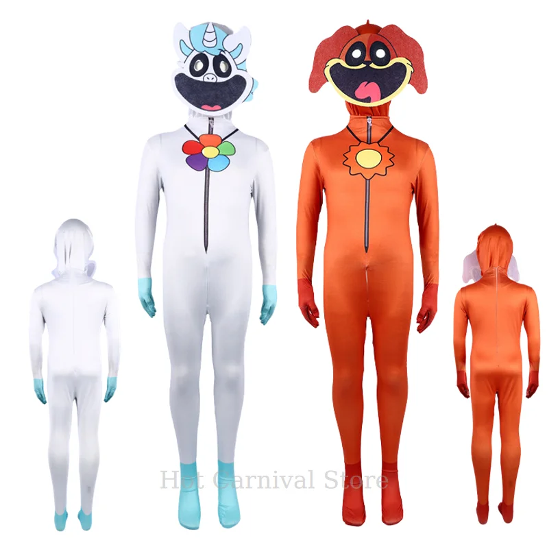 أزياء تنكرية للمخلوقين المبتسمين للأطفال والكبار أطقم الهالوين المشهورة باللون الأرجواني على شكل فيل على شكل دب قناع بذلة #4