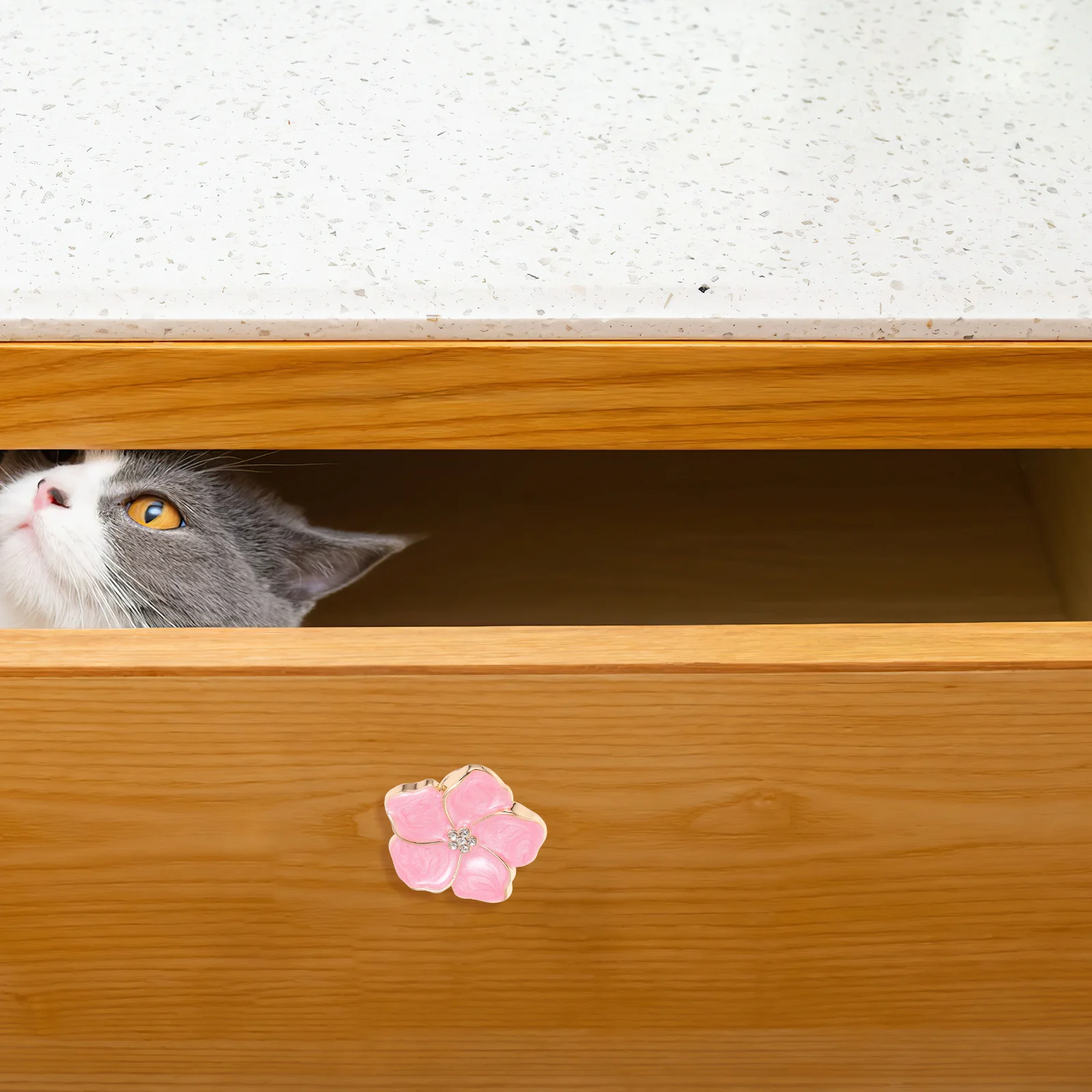 مقبض كابينة من سبائك الزنك على شكل زهرة، مقبض سحب باب مزخرف لخزانة الملابس، مقبض خزانة الأثاث #3