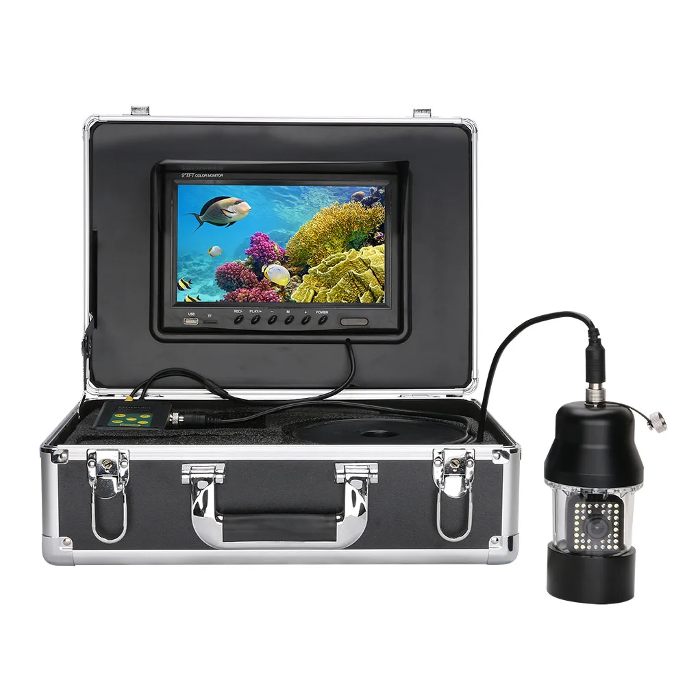 9 Inch DVR Recorder 100m Underwater Fishing Video Camera Finder IP68 Waterproof 38 LEDs 360 Degree Rotating Camera