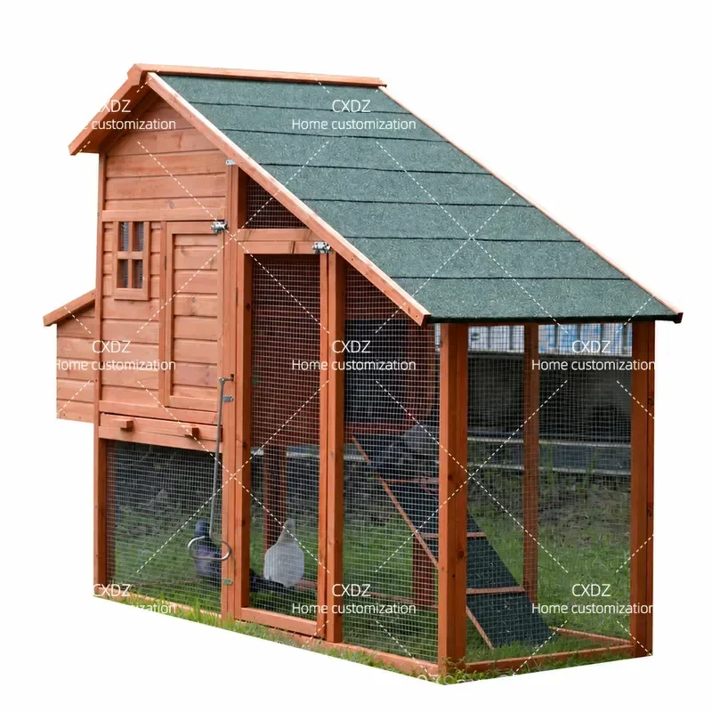 Solid Wood Chicken Coop Outdoor Weatherproof Poultry Cage Large Pet House for Breeding Farm Backyard Garden Animal Shelter