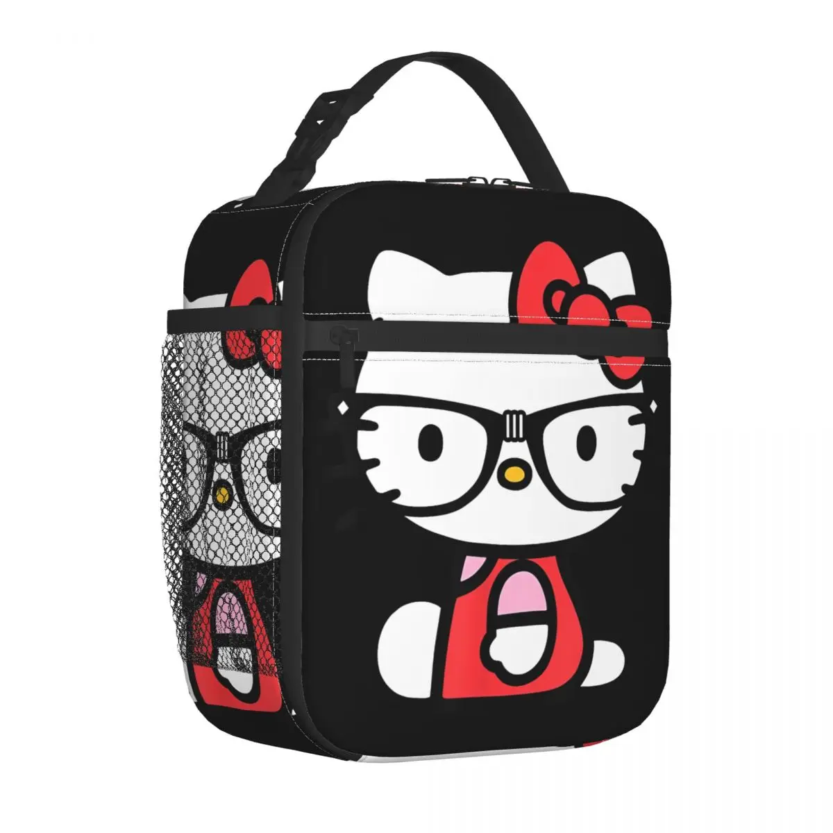 Hello Kitty Nerd Glasses Insulated Lunch Bags Thermal Bag Reusable Large Tote Lunch Box Bento Pouch School Outdoor