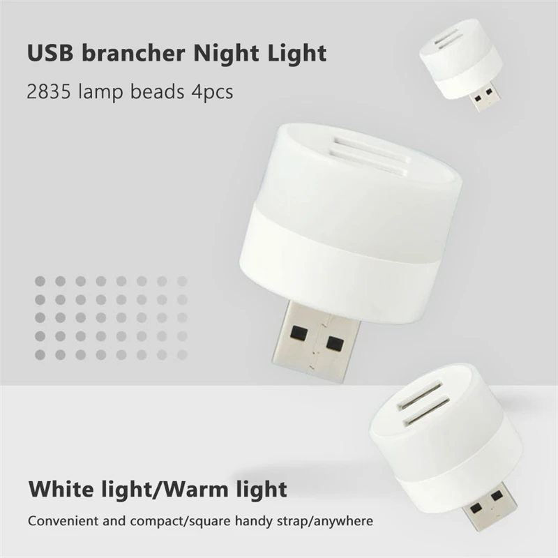 Luz noturna LED com plugue USB, proteção ocular, lâmpadas de leitura, mini luz de livro para computador, iluminação de carregamento de energia