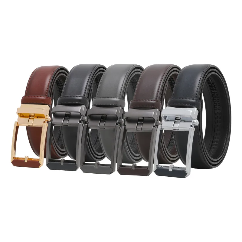 Men's genuine leather belt, alloy business imitation needle buckle, casual high-end feeling, two-layer cowhide pants belt