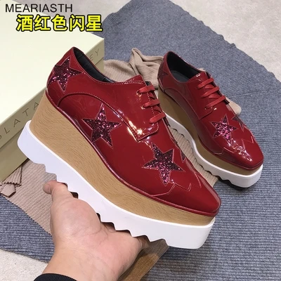 Solid Patent Leather Women Shoes Lace Up wedge Heel Increased Flat Platform Oxford Shoes Woman Loafers Casual Shoes Plus Size 41