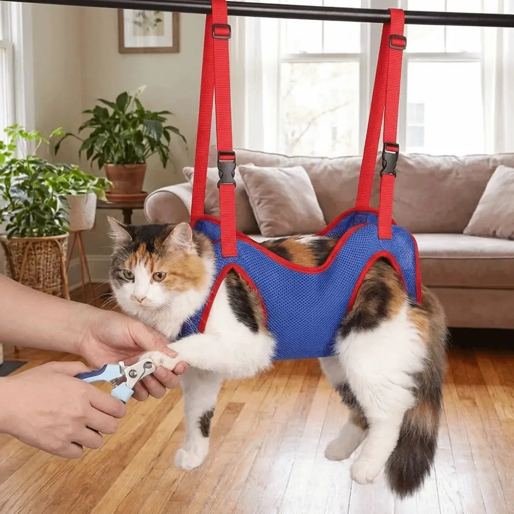 Adjustable Pet Beauty Hammock Elasticity Breathable Mesh Dog Trimming Restraint Bag Quick Drying Hanging Cat Bathing Bag
