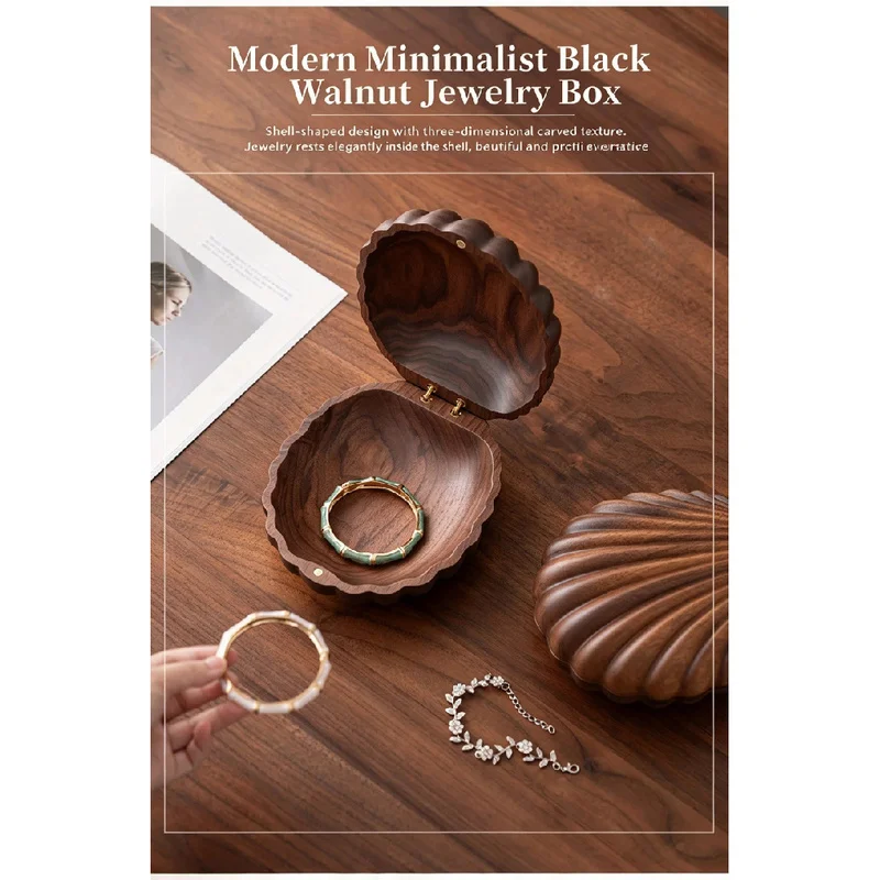 Black Walnut Jewelry and Key Box, High-End Desktop Storage for Earrings, Necklaces, Rings and Keys, Minimalist Light Luxury Wood