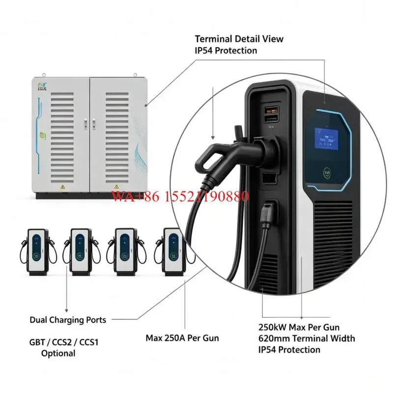 WMWMNU New 720kW EV DC Charging Stack Split Type for CCS2 GB/T OCPP1.6 CE Certified Commercial Fast Charging Station EV