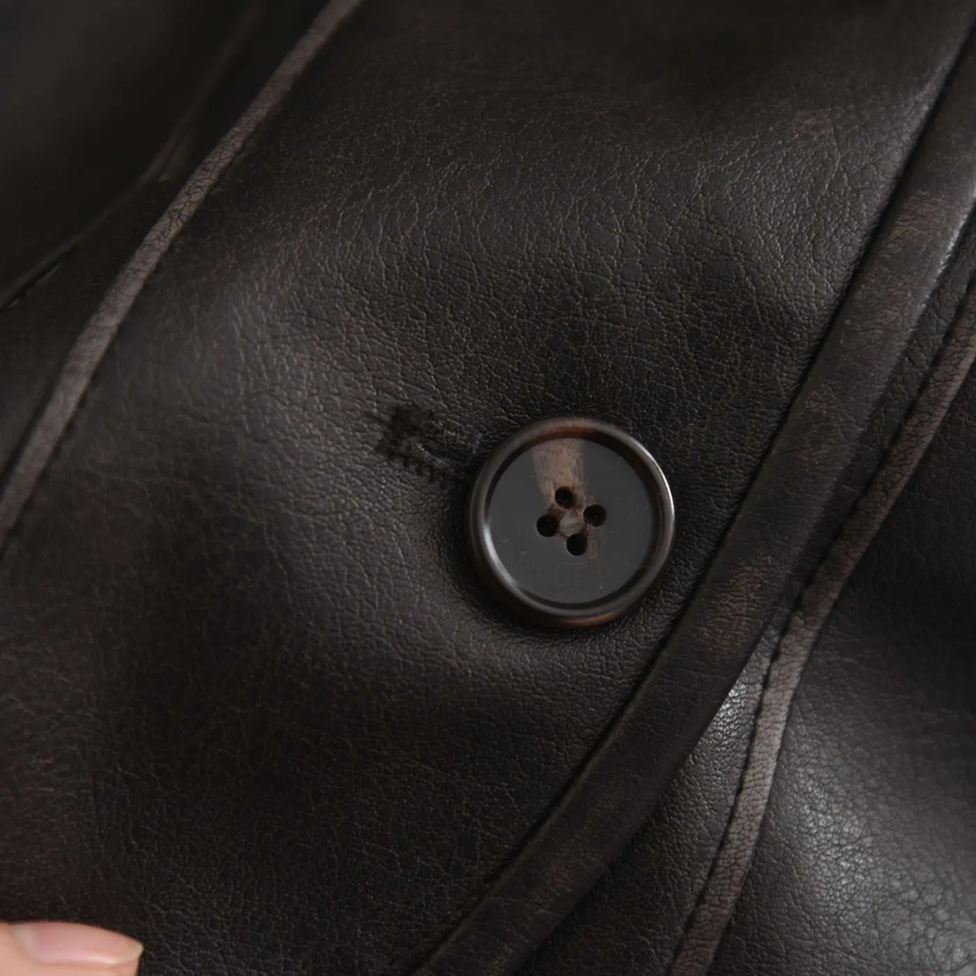 Casual Loose PU Leather Jaet Women's Spring 2026 round Ne Design Slimming Outerwear Faionable Ladies ort Coat