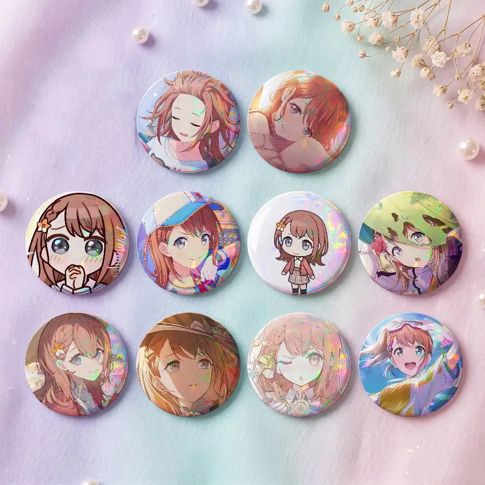 Hanasato Minori Anime Figure Badges 25 32 44 58 75 Mm Round Cosplay Pin Bag Decor Fans Collect Friends Gifts Brooch Souvenir