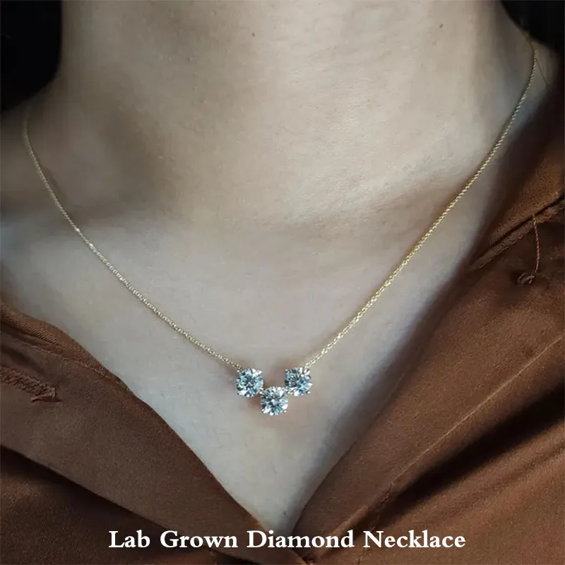 

1,50 Ctw DEF-VS VVS Круглая огранка 3 камня CVD HPHT Lab Grown Diamond 14K 10-каратное золото с бриллиантами Лучший подарок для нее