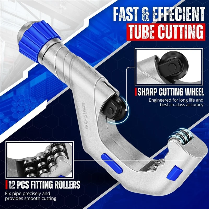 

A19F-Copper Pipecutter Tool 1/4In To 2 3/4In With Mini Tube Cutter 1/8 To 7/8In For Copper,PVC,Aluminum,Stainless Steel Pipes