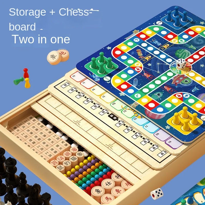 Gobang chess educational toys, flying chess, Go, checkers, chess, multi-functional board game, all-in-one