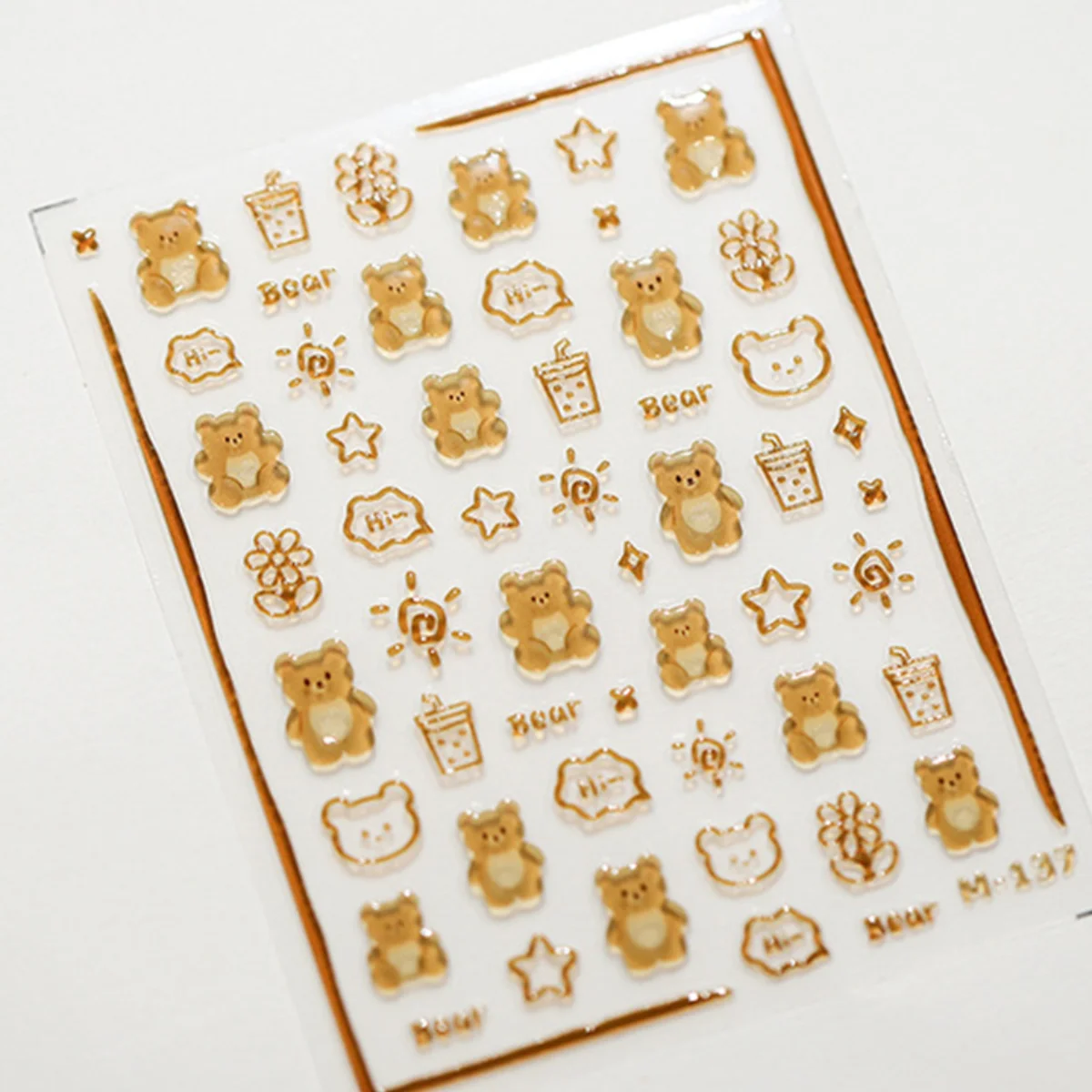 1 stücke 5d Gelee Relief Kawaii Bär Nail Art Aufkleber Cartoon braune Tiere Nagel selbst klebende Abziehbilder DIY Dekorationen Zubehör