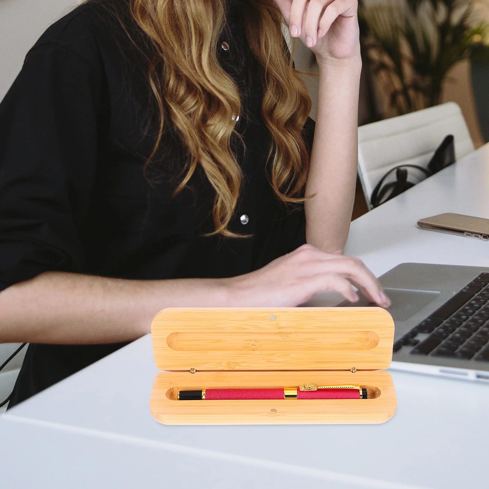 

1pc 1 Bamboo Stationery Pen Box 17x5 5x2 5cm Durable Retro Gift Packaging Pencil Case Office Supplies Storage Solution