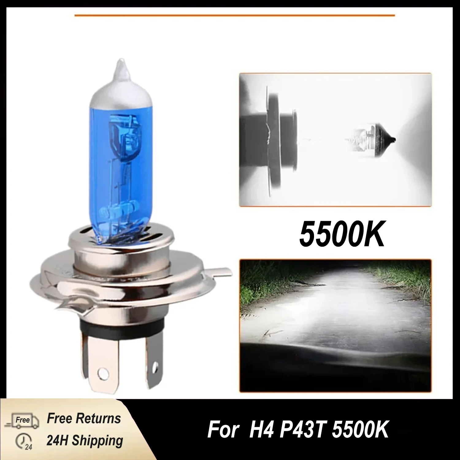 

12V H4 5500K Xenon Headlight 100W Gas Halogen Headlamp Super Bright Yellow Lamp Bulbs Running Light