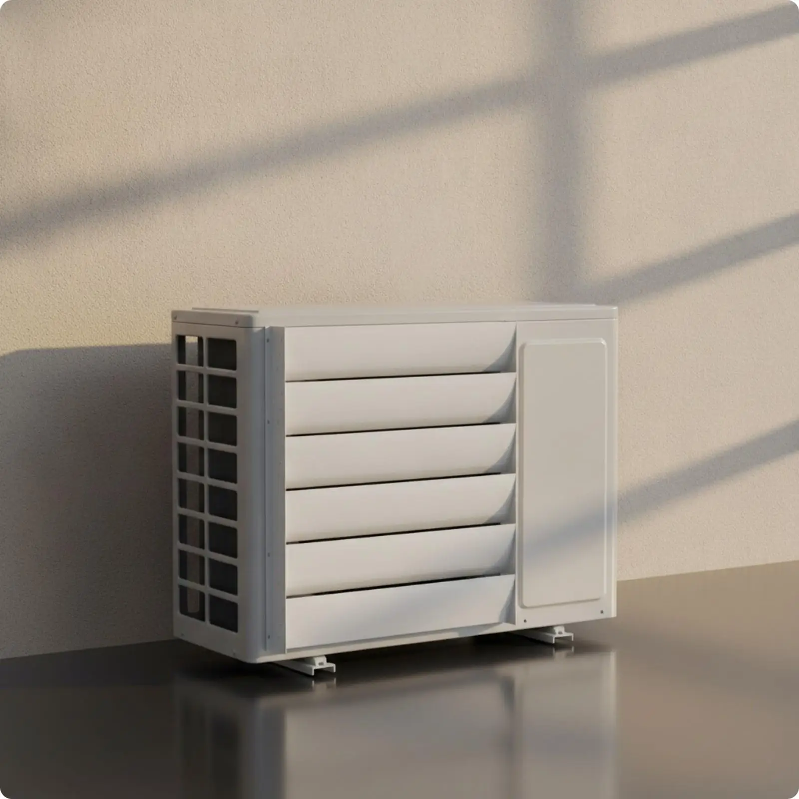Outdoor AC Unit Wind Deflector for Balcony Ventilation with Galvanized Steel Bracket and PVC Slats