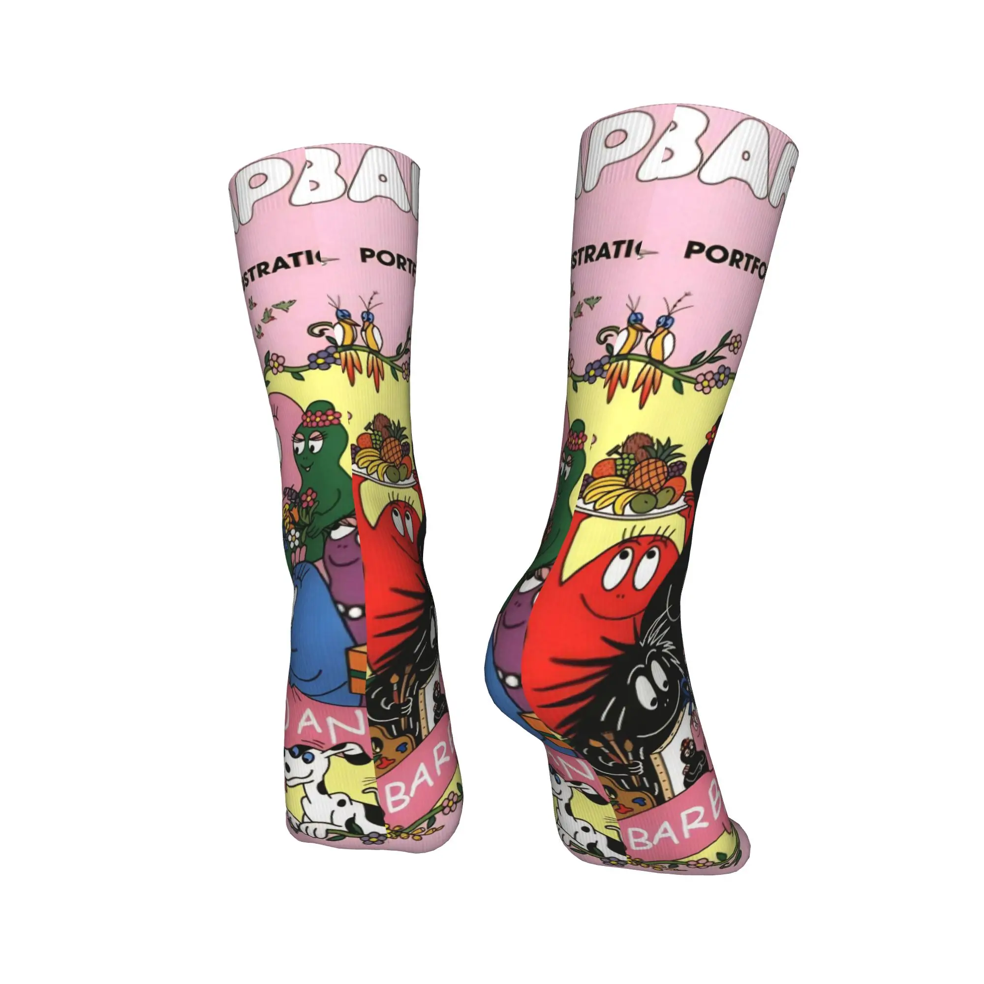 Barbapapa Barbamama Familie Kousen Grafische Grappige Sokken Lente Antislip Sokken Heren Outdoor Zachte Ademende Sokken