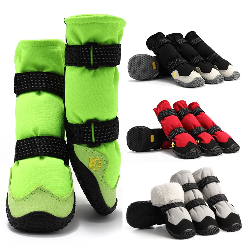 

Warm Fce Lined Winter Boots for Dogs High Long Waterproof Cotton oes Anti Freezing Thiened Booties for Medium to Large...