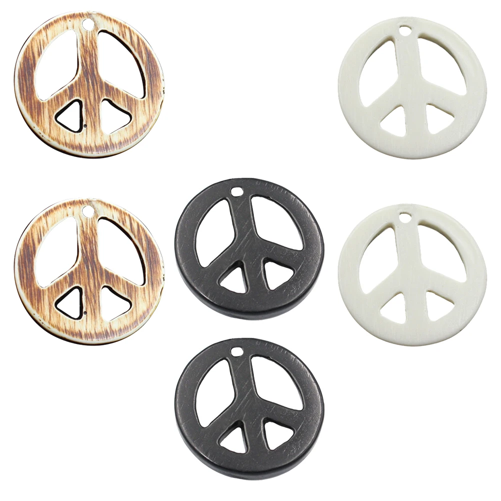 

6pcs Peace Peace Sign Necklace Necklace High-grade Resin Durable Vintage Jewelry Gift Adjustable Length for Women
