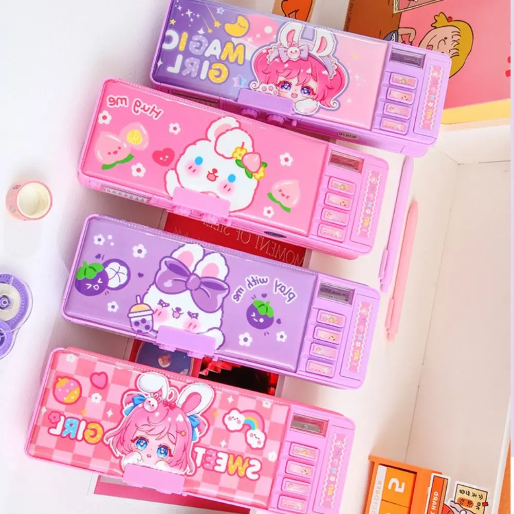 

Mechanical Deformation Pencil Box Password Combination Lock Stationery Box Girl Multifunctional Cartoon Pen Case Girls Gifts