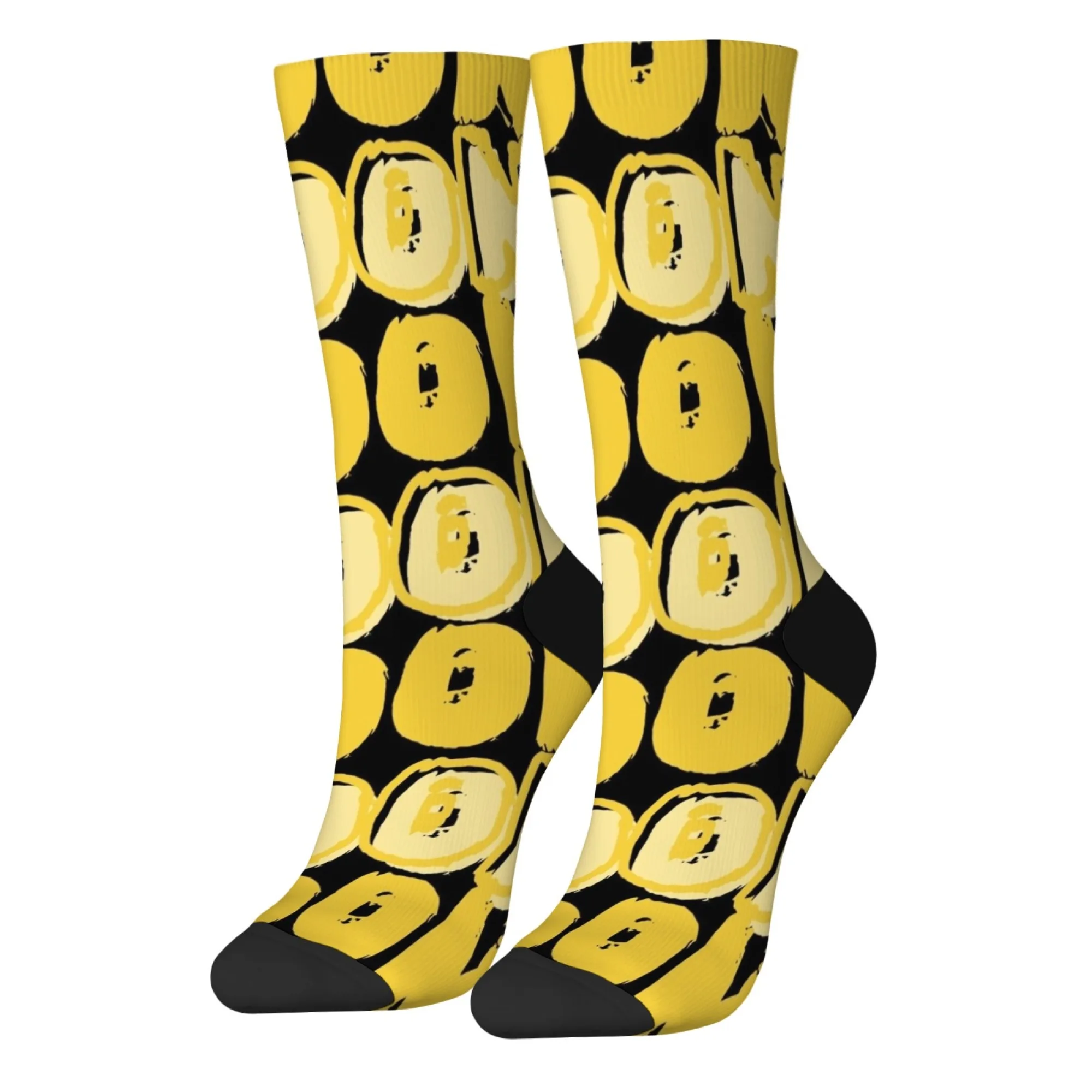 Kaus kaki pria bergambar seni abstrak modis nomor 6, kaus kaki crew hip-hop jalanan retro Harajuku yang baru, kaus kaki kasual yang nyaman