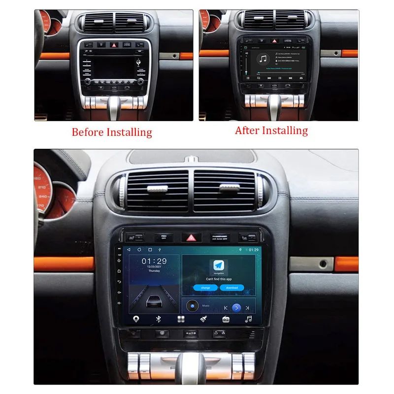 9 Inch Android Car Navigation for Porsche Cayenne 955 957 2003‑2010, Wireless CarPlay, Octa‑core CPU, Car Radio