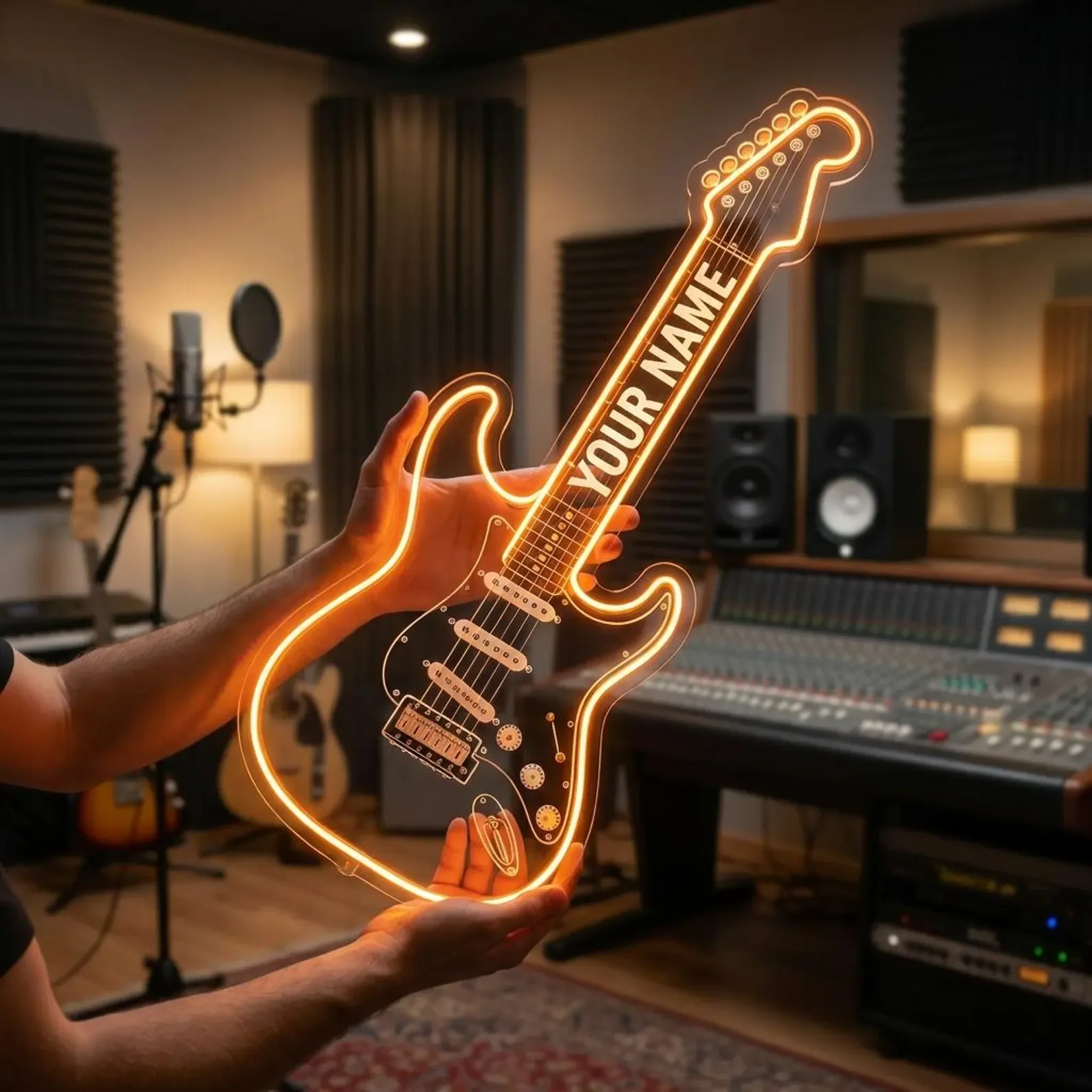 Personalized Guitar Bass Neon Sign, Custom Musician Name LED Wall Decor, Music Room Decoration, Gift for Music Lovers