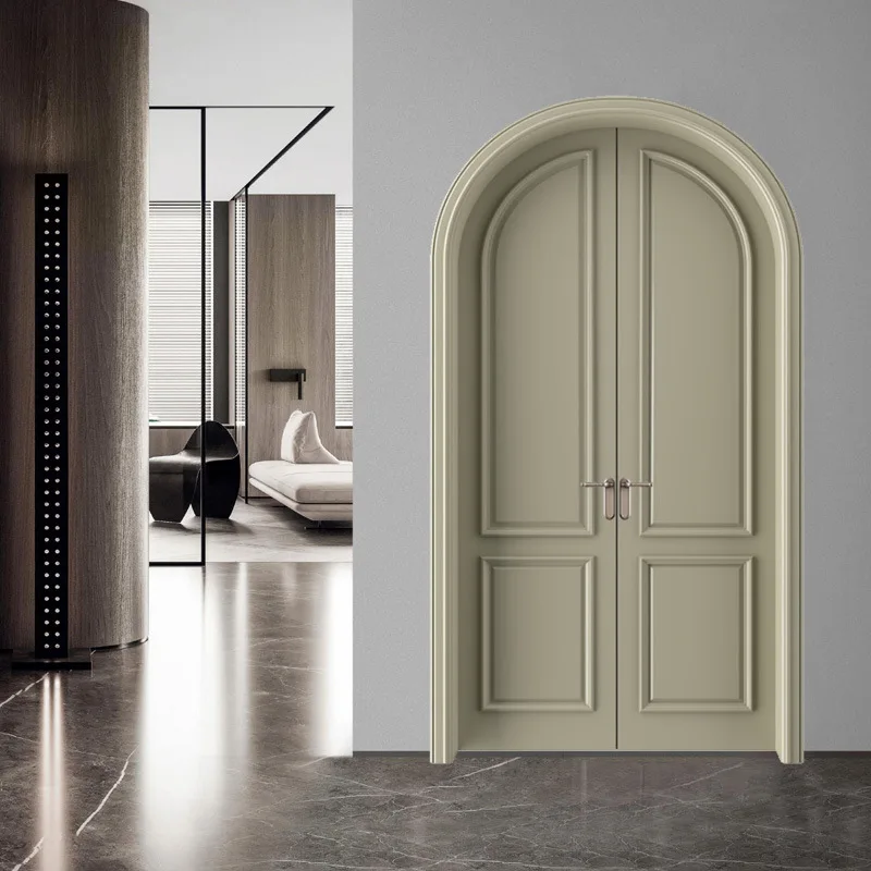 Gewölbte gegenüberliegende Tür, gebogene Tür, Bogen-Massivholz-Lacktür, schalldichte Innentür