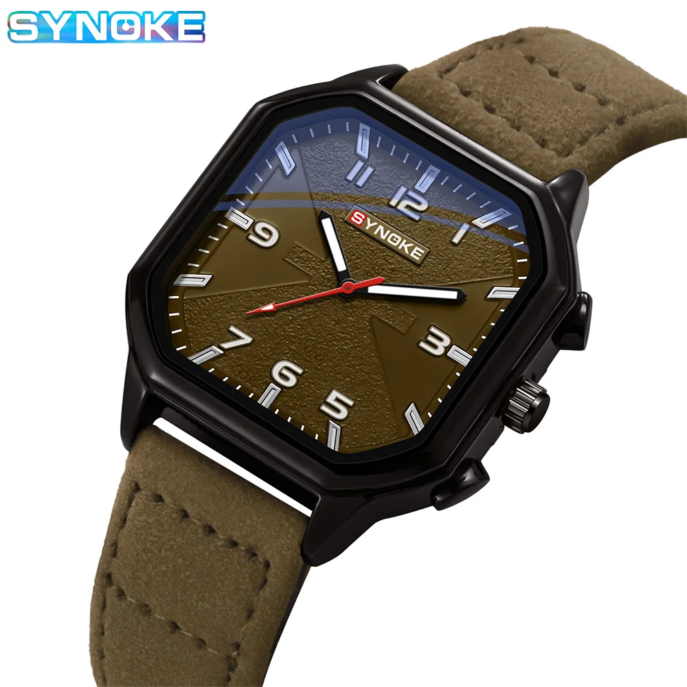 SYNOKE Belt Retro Watch Men Quartz Watch New Style Fashion Sport Business For Men Watch Student Wristwatch Sports Non Mechanical