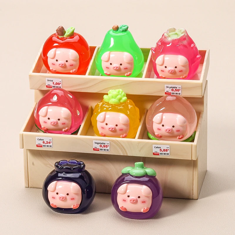 Creative Kawaii Fruit Small Pigs Decorations Cartoon Cute Resin Luminous Small Ornaments Accessories Children Toys Gifts