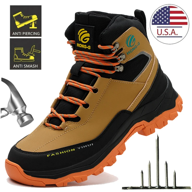 Safety Shoes Men Work Sneakers Indestructible Shoes Anti-smash Puncture-Proof Protective Shoes Steel Toe Construction Work Boots